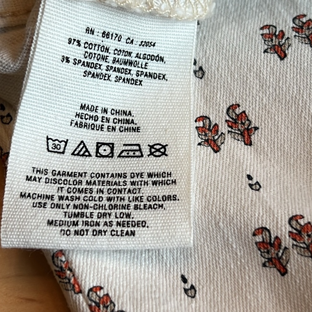 Pilcro Cream Skinny Jeans with Brown Floral Dot Print - Picture 13 of 13